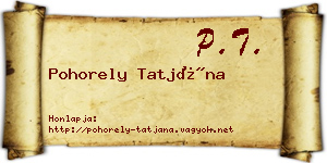 Pohorely Tatjána névjegykártya